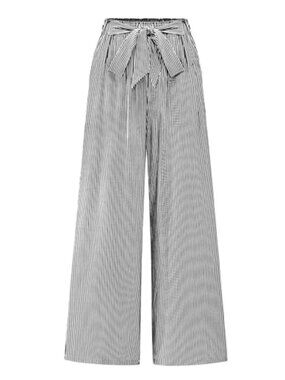 High Waist Tie Knot Wide Leg Palazzo Pants with Side Pockets Stretch